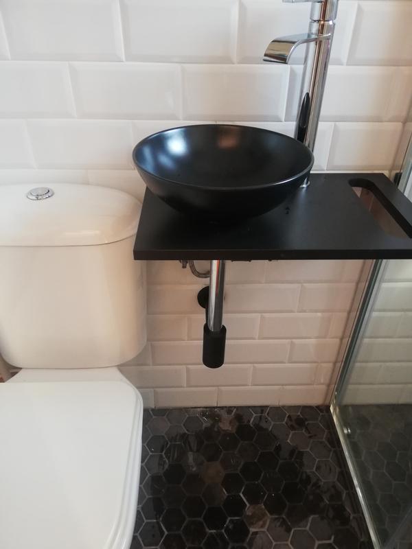 Kit encimera con lavabo Mini Stone negro 50x30 cm