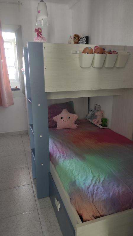 Cama tren con armario con armario Beth blanco artik y rosa 271x111x150 cm
