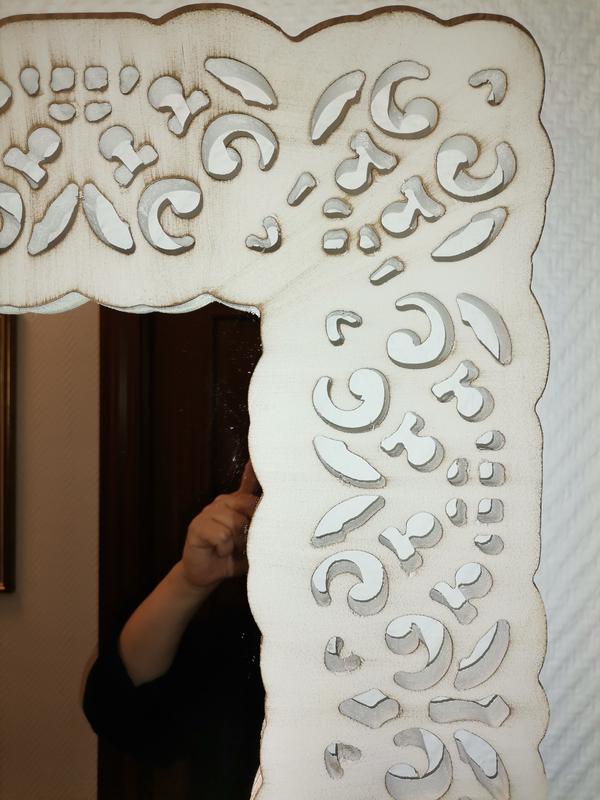 Espejo grande enmarcado rectangular Marruecos blanco decapado 150 x 60 cm