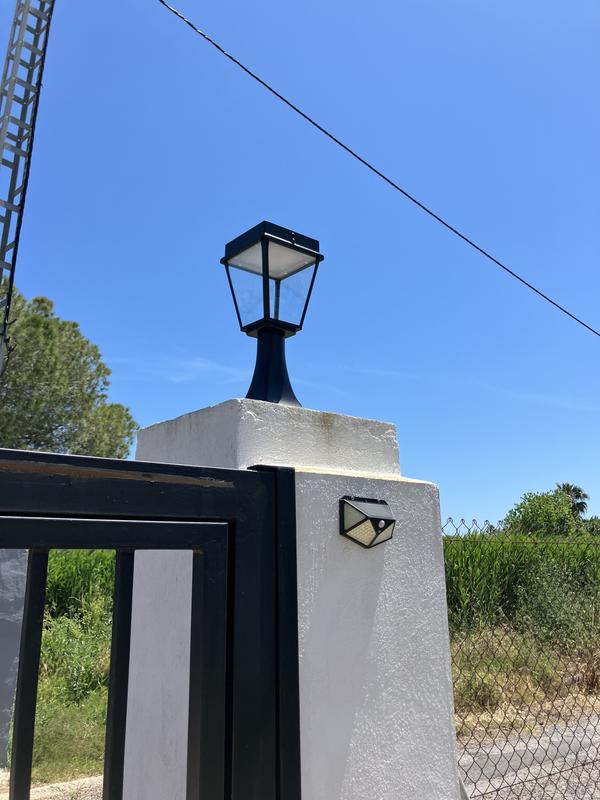 Aplique De Exterior Con Detector De Movimiento Aluminio Cristal Negro IP44 Terraza D:23 Cm E27 Farol Nostálgico Sensor Lámpara De Pared PARIS