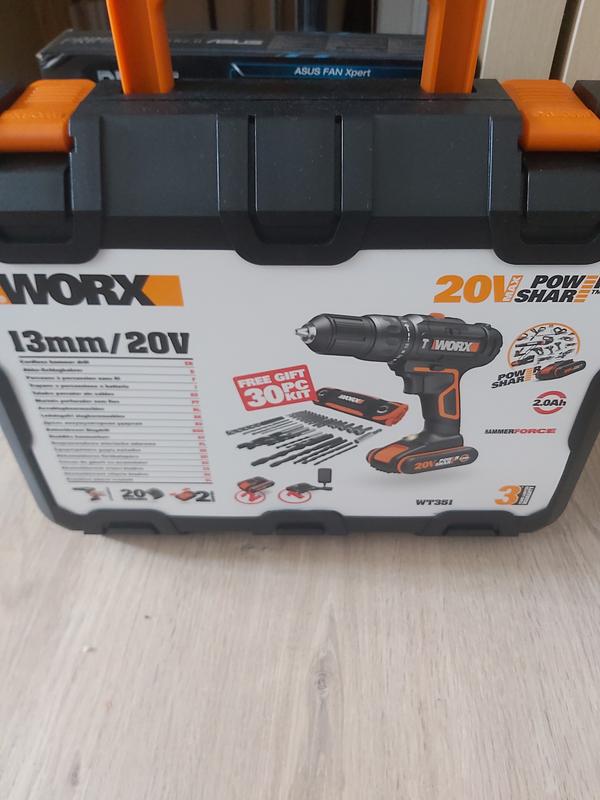 Perceuse-visseuse à Percussion WORX WX370 18V (20V MAX) - 2 Batteries 2Ah, 50 Nm, 30 Forets, Mallette - Puissante Et Légère - 8