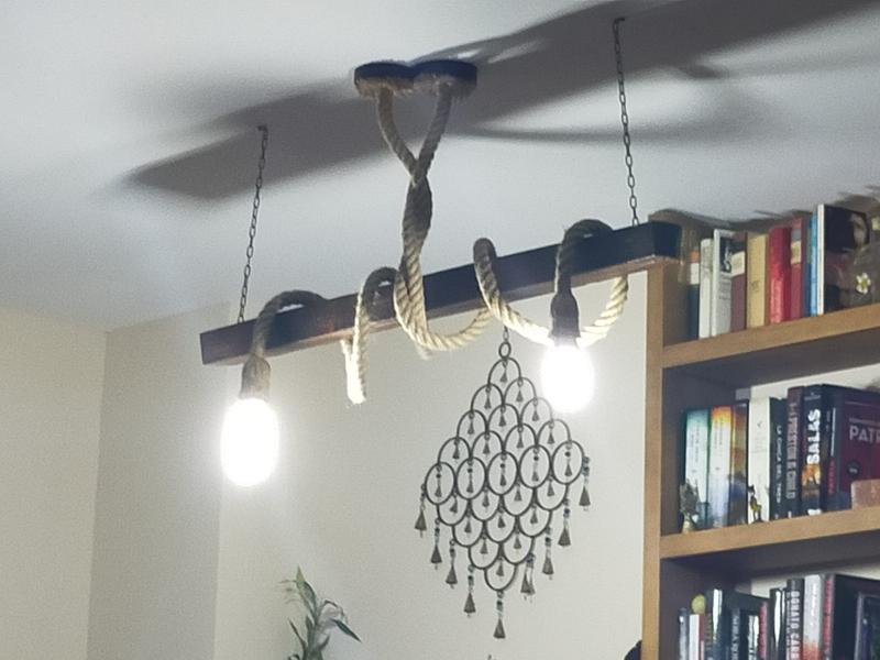 Fydun Base della lampada a sospensione in corda, 1Pc Lampada a sospensione a sospensione in corda vintage Lampadario a soppalco Lampadario creativo industriale(Double Head-1 metro