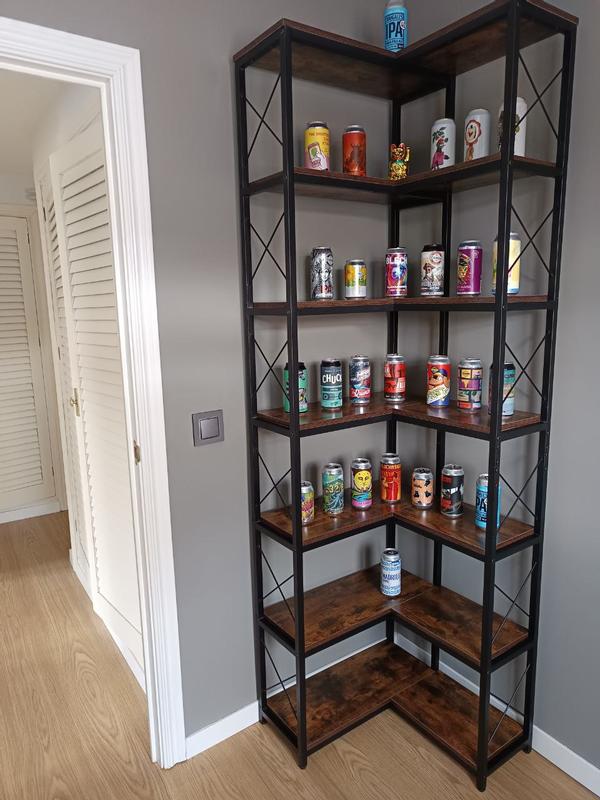 IRONCK Libreria Angolare Con 2 Armadi E 7 Ripiani Regolabili - Acero Rustico 180 Cm
