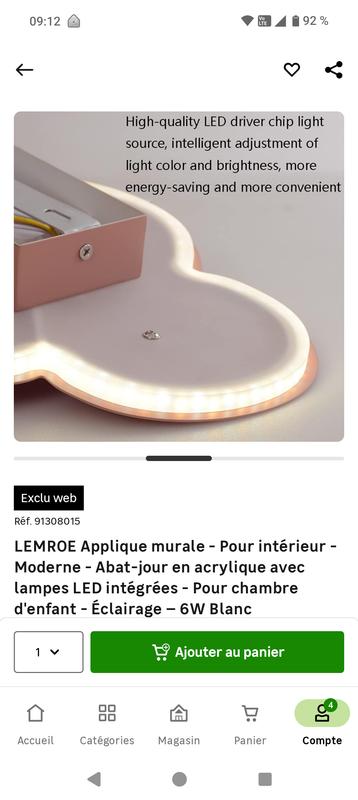 Applique Murale Enfant Nuage Arc-en-Ciel Lights4fun - 18 LED Blanc Chaud - Piles AAA