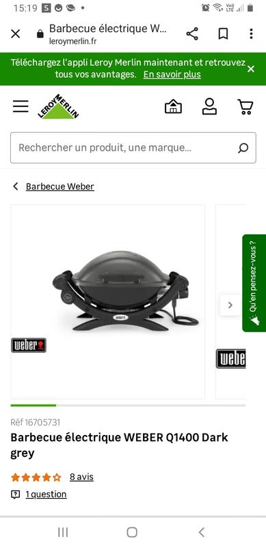 Weber Q2400 Barbecue Électrique Avec Pied - Gris - 55x39 Cm - Tables Latérales Rabattables