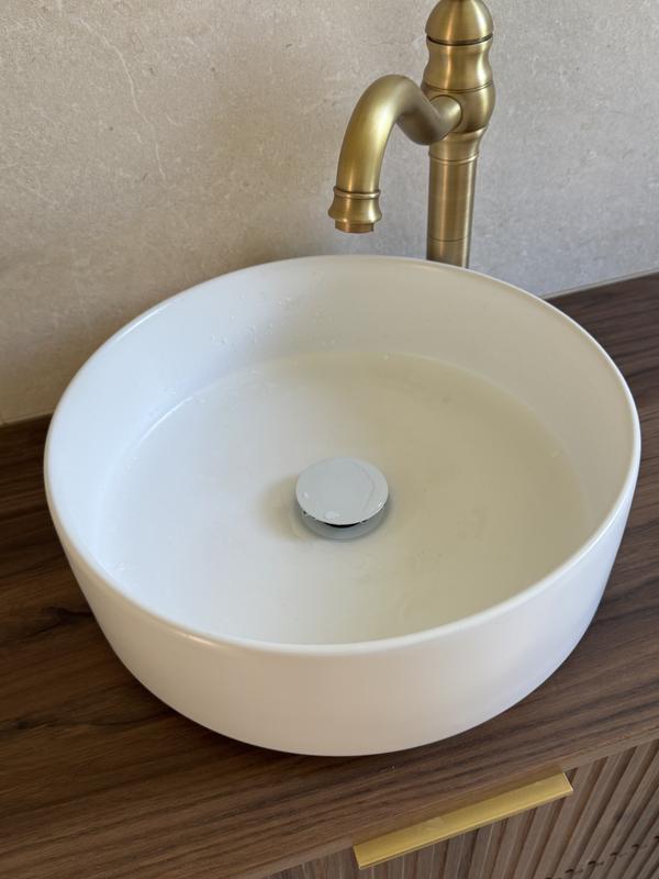 Vasque  poser cramique rond Studio H.12 x Diam.37 cm blanc mat | Leroy  Merlin
