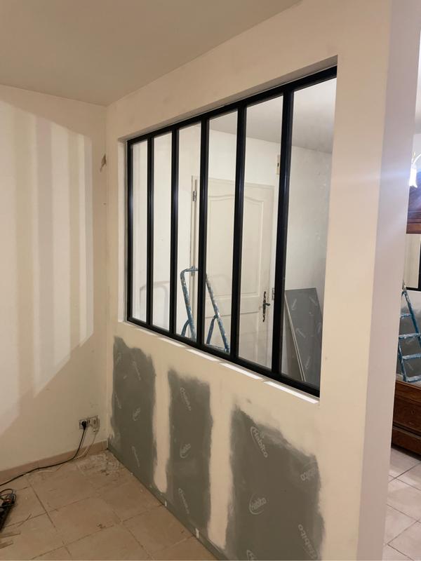 Verrière Atelier en alu gris mat vitrages transparents inclus, H