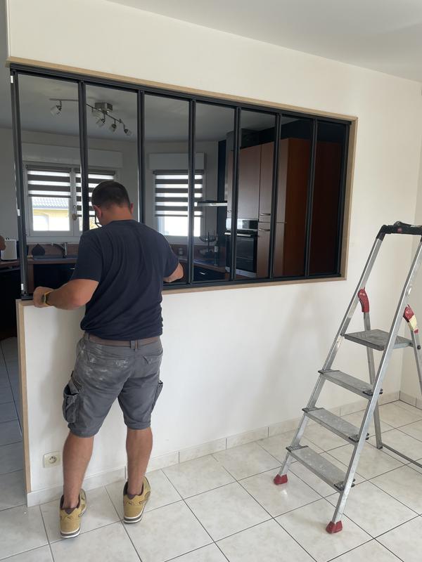 Verrière Atelier en alu noir mat vitrages transparents inclus, H