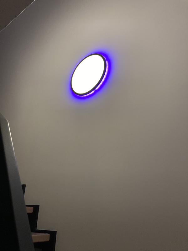 Panneau LED connecté Zigbee bluetooth D.42cm, rétroéclairage couleurs, noir