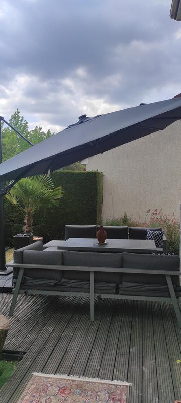 Salon bas de jardin aluminium gris Naxos, 10 personnes