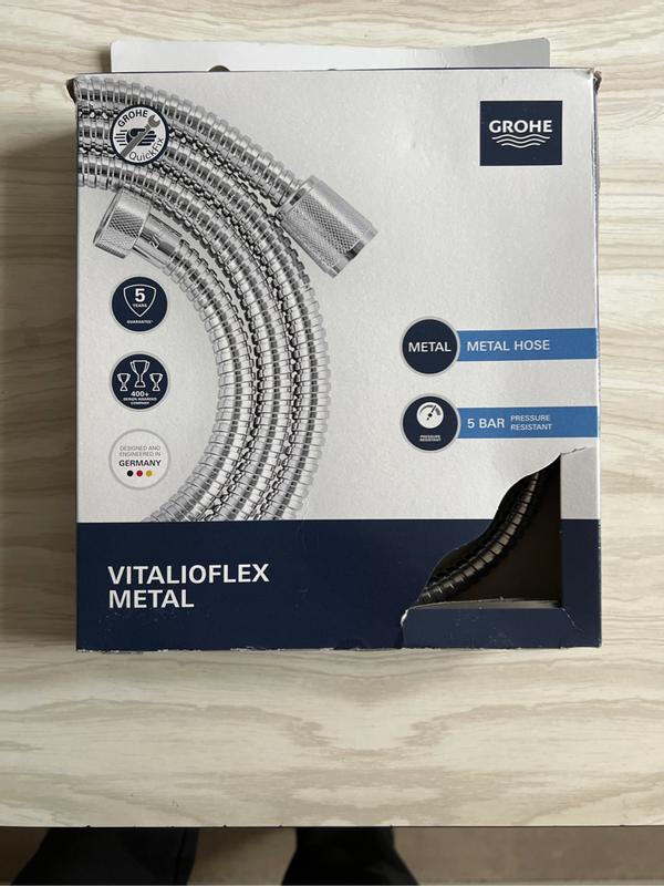 GROHE Flexible tuyau de douche métallique VitalioFlex Metal 1750mm,  anti-pliures, raccord fileté universel 1/2, chromé, 27503 