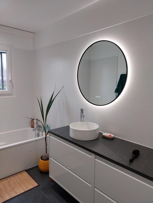Miroir De Salle De Bain Mirlux Avec éclairage LED Et Fonction Chauffante - Miroir Mural Rond - Miroir De Douche Anti-condensation - 60 Cm | Leroy Merlin