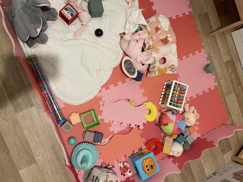 Tapis Puzzle Bébé 36 Pièces Mousse EVA - 1,4 M² - Rose Fluo - Antidérapant Et Isolant - Sans BPA