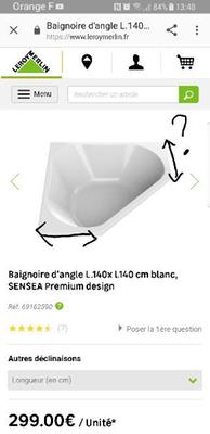 Baignoire D Angle L 140x L 140 Cm Blanc Sensea Premium Design Leroy Merlin