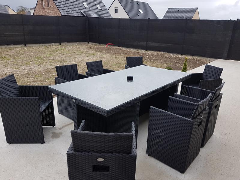 Salon De Jardin Encastrable Resine Tressee Noir 8 Personnes