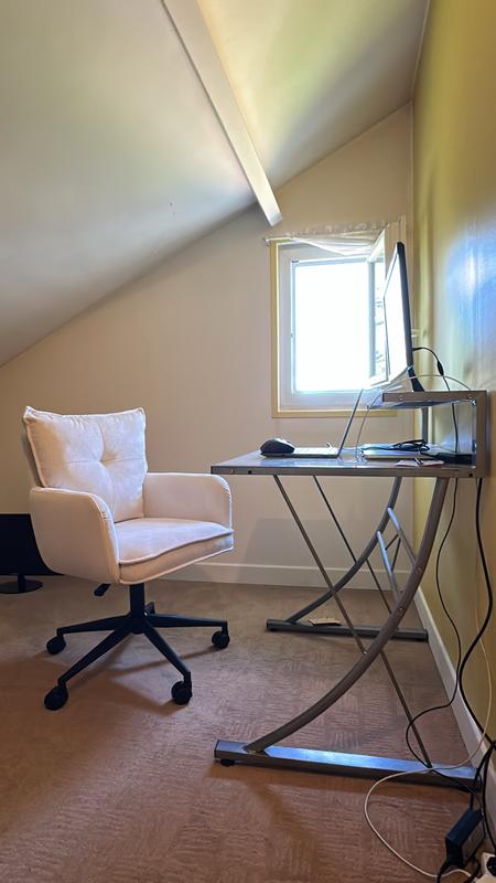 Fauteuil De Bureau Barnabe à Roulettes En Velours Côtelé Beige - Hauteur Réglable