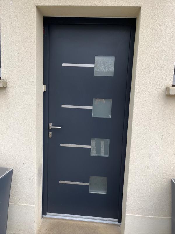 Porte d'entrée PVC Soria 2 Premium H.215 x l.90 cm gris anthr., p