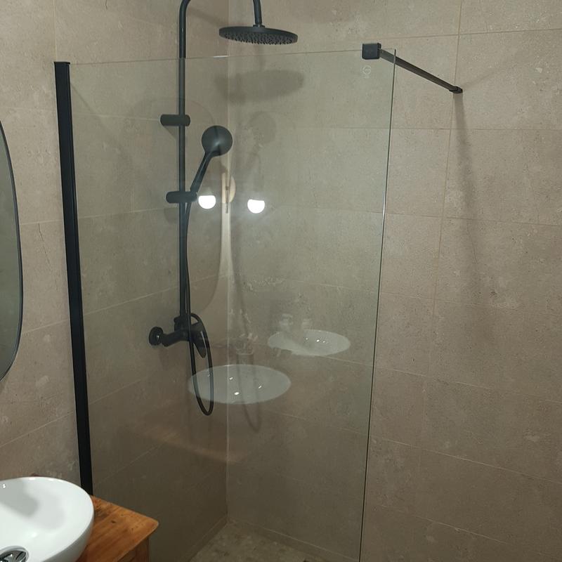 Paroi de douche à l'italienne GoodHome Ahti transparent profilé noir 120 cm