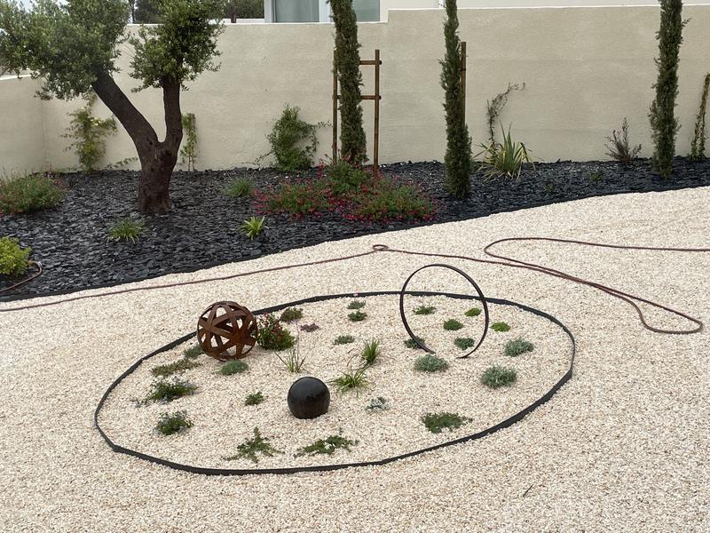 Boule déco jardin métal craquelée - Rouille 30 cm