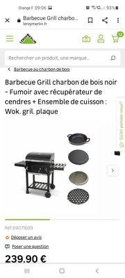 Alice's Garden Barbecue Grill charbon de bois noir - Fumoir avec  récupérateur de cendres + Ensemble de cuisson : Wok. gril. plaque  réversible. pierre pas cher 