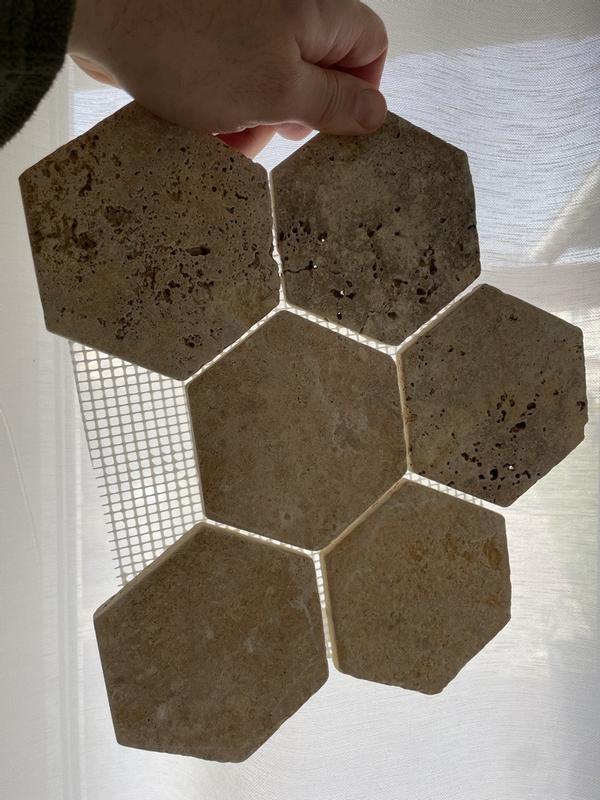 Mosaïque En Pierre Naturelle Travertin Jaune Or - Mat - 199x262mm - Neuf