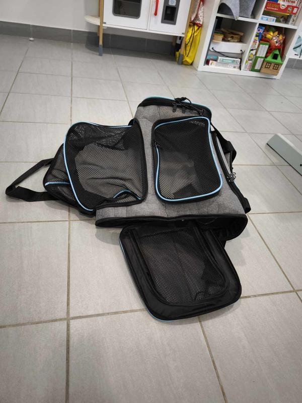 Sac De Transport Pour 2 Chats - Extra Large, Extensible, Avec Bac à Litière | Pour Voiture & Voyage