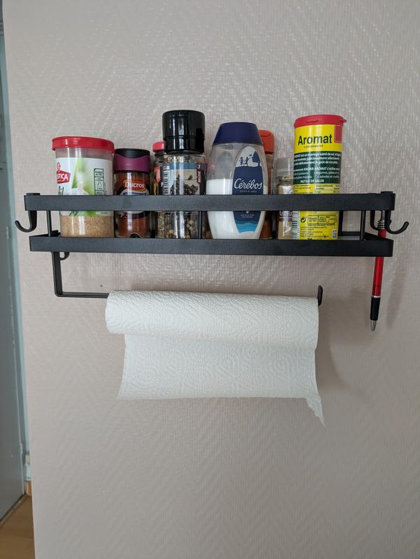 Scaffale Portaspezie Da Parete Senza Foratura - Metallico, 30x12cm, Portata 10kg - Foto 7