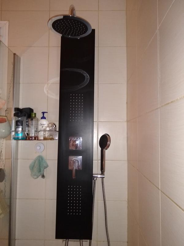 Colonne de douche hydromassante avec robinetterie, noir, Houka