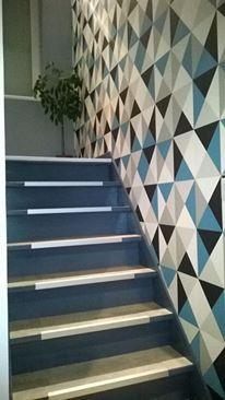 Papier Peint Intissé Polygone Bleu