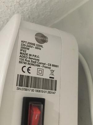 Radiateur soufflant salle de bain fixe électrique EQUATION Clam, 2000 W