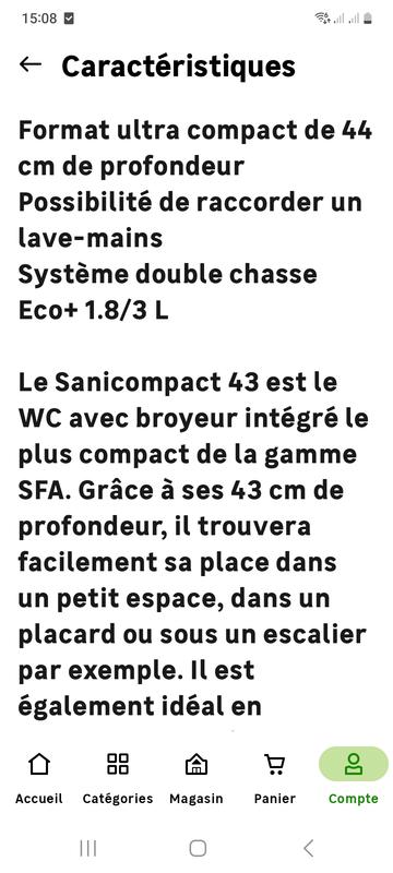 SFA Sanicompact ® 43 WC avec broyeur sanitaire intégré blanc - 0005