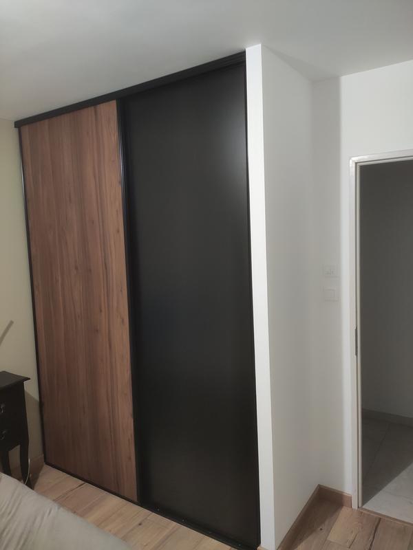 Porte de placard coulissante Reflect noir l.76.2xH.250cm