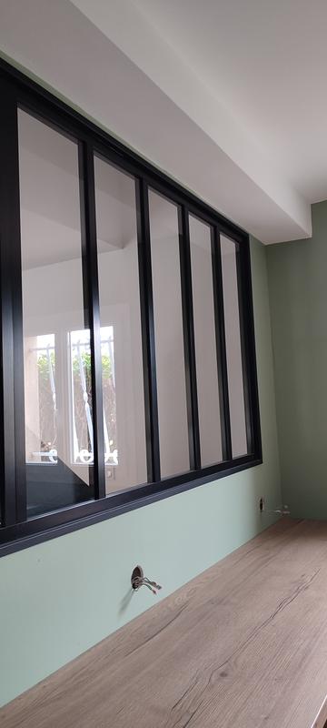 Verrière Atelier fixe en aluminium blanc mat carreaux, x l