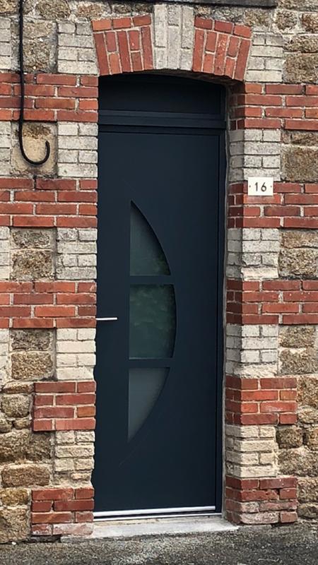 Porte d'entrée Alu Omaha 2 Premium H.215 x l.90 cm vitrée gris