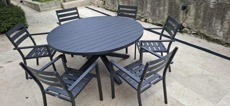 Lot De 2 Fauteuils De Jardin MIAMI En Aluminium Kaki Et Textilène Gris