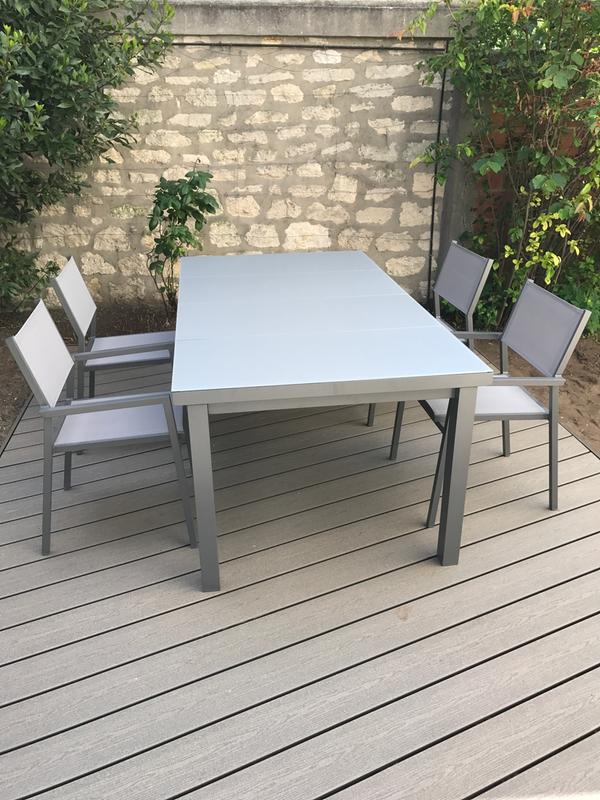 Table de jardin NATERIAL Niagara 5 lames rectangulaire gris 6/8