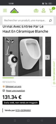 Urinal Avec Entrée Par Le Haut En Céramique Blanche à Prix Carrefour