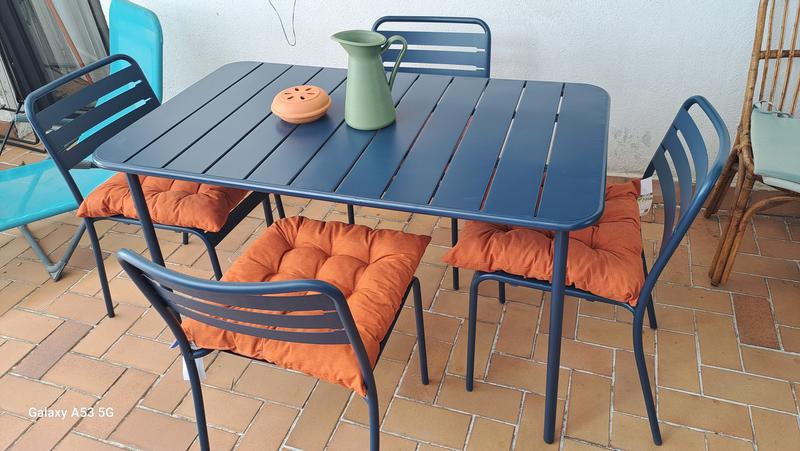 Table de jardin Café rectangulaire bleu 6 personnes