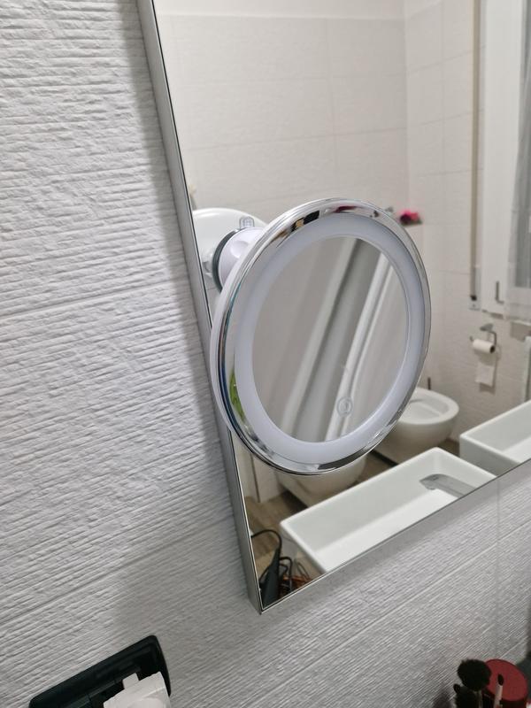 TOUCHBeauty Miroir LED Grossissant 7x Rechargeable - Ventouse Murale 360°