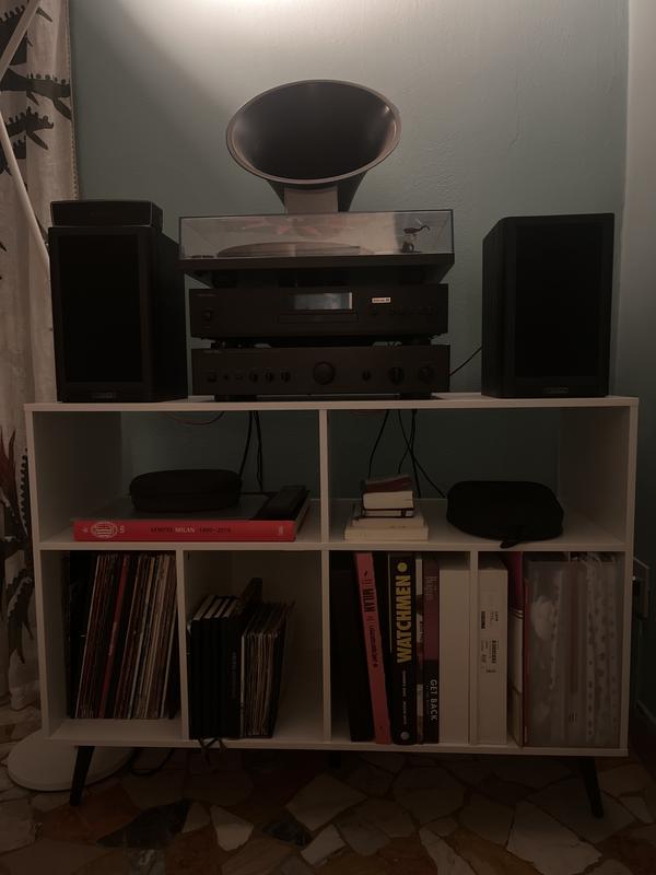 Mobile Contenitore In Vinile A 3 Scomparti, Vintage Nero. Capacità 80-100 Dischi, Larghezza 41,9 Cm. Può Essere Posizionato A Parete O Su Tavolo. - 5