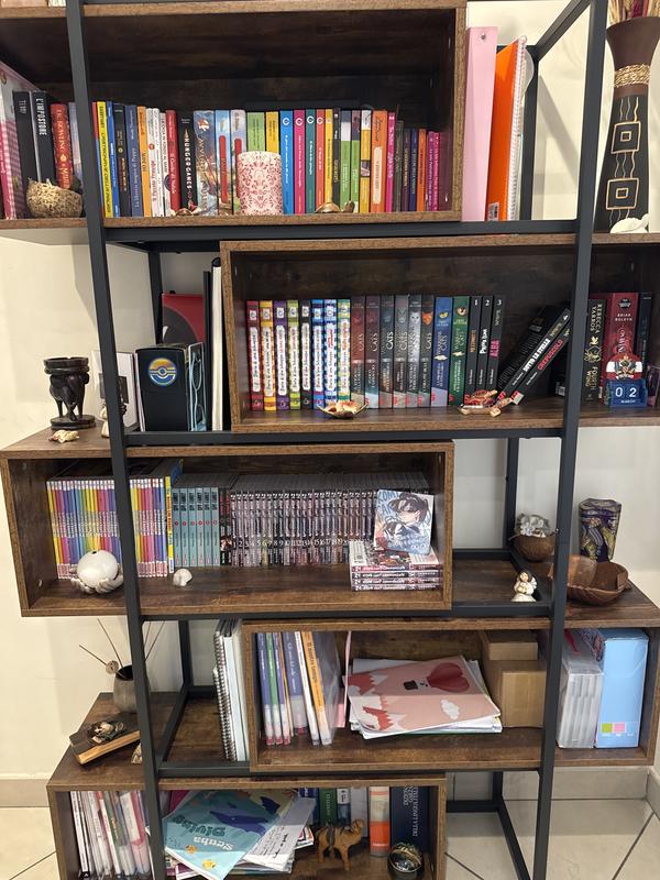 URBNLIVING Libreria A 5 Ripiani In Legno E Metallo - 159x90x29,7 Cm - Design Moderno, Scaffale Per Soggiorno, Camera, Ufficio - Noce - 2