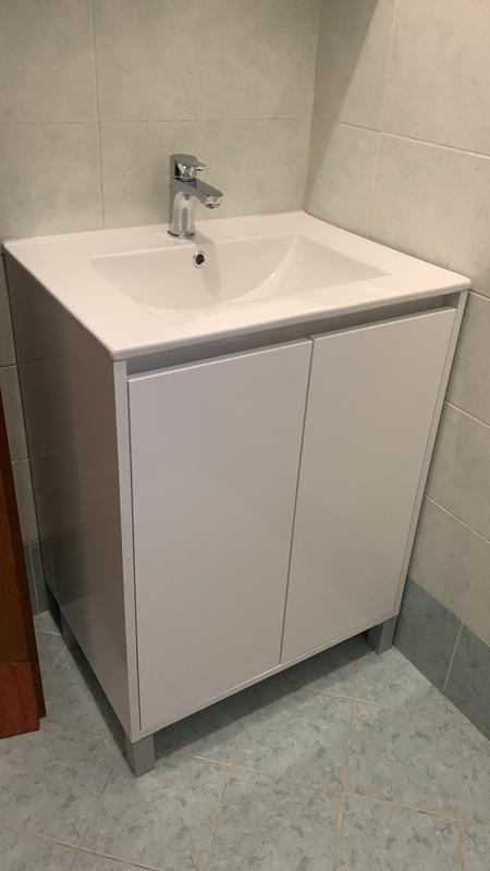 MOBILE BAGNO SOSPESO con Lavabo Lavatoio in Ceramica 60 cm Specchio e