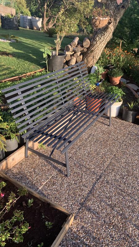 Banco de exterior de metal Parque antracita 64x80x150 cm | Leroy