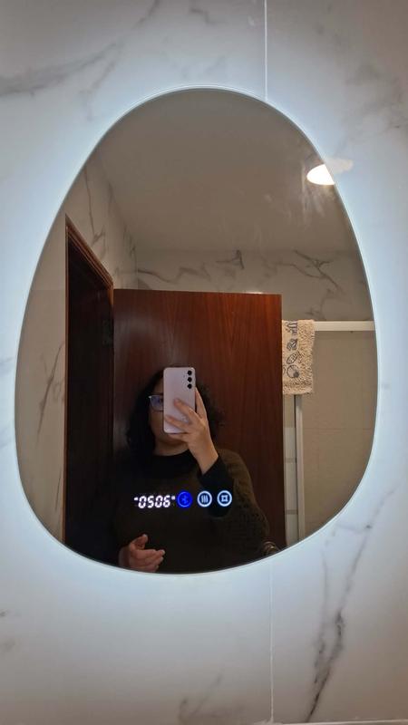 S'AFIELINA Specchio da Bagno con Illuminazione Asimmetrica 50 × 85 cm, Antinebbia, Specchio LED con 3 Colori di Luce e Intensità Regolabile, IP44 | Leroy Merlin