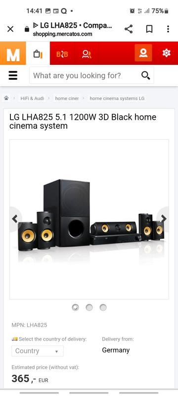 Home theater lg 2024 lhb725w wireless 1200w