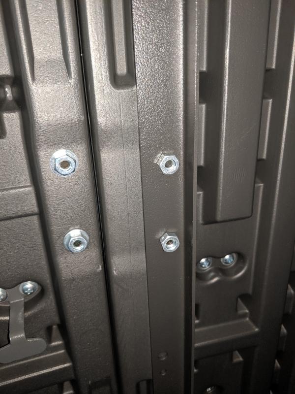 Door hardware bolts too short for new parts! No replacements provided.
