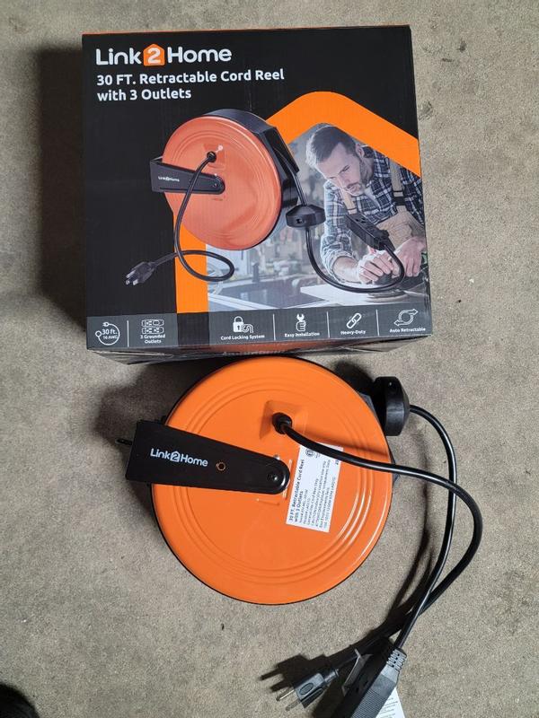 Link2Home Cord Reel 30' Indoor Extension Cord 
