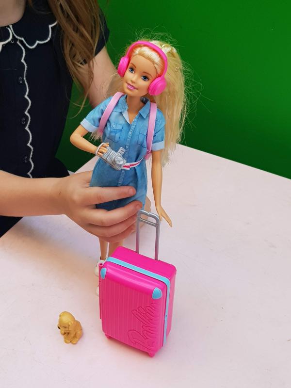 Barbie Travel Doll Blonde with Puppy and Suitcase FWV25 MATTEL