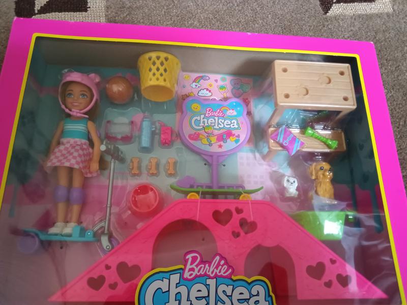 Barbie Chelsea Doll and Puppy Skate Park Playset