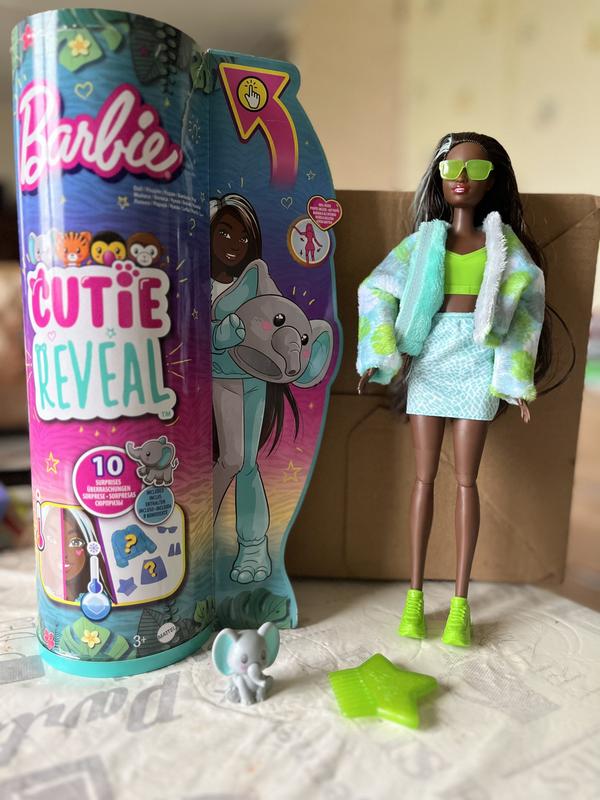 Barbie Poupée Mannequin Chelsea Cutie Reveal Série Jungle avec costume de  singe en peluche et 7 surprises avec changement de couleur, Jouet Enfant